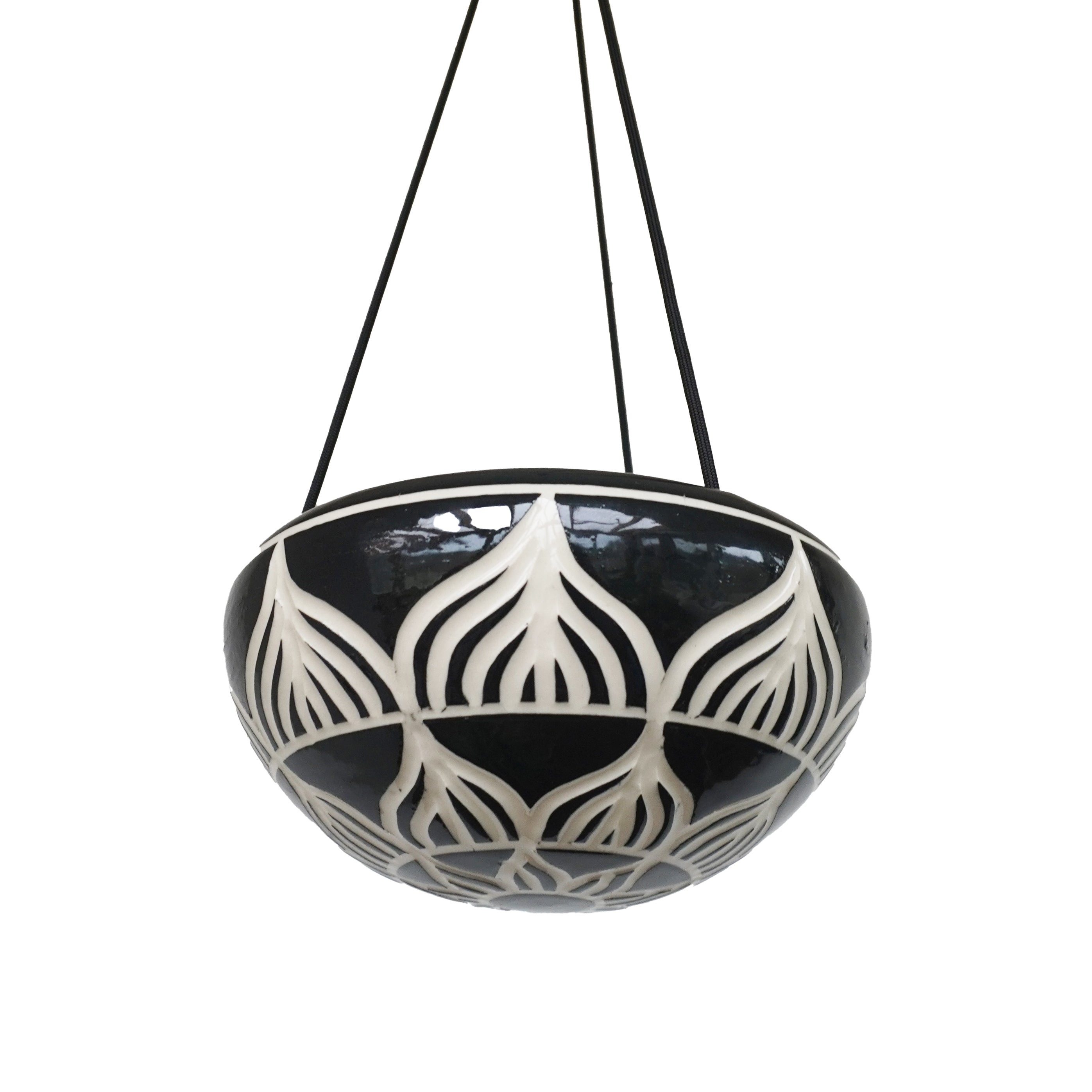 Black and White Flower Ceramic Hanging hotsell Planter