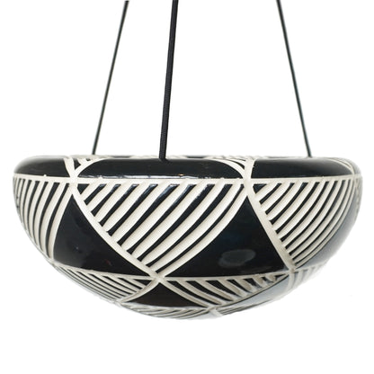 Large Bowl Hanging Planter, Hand Carved Ceramic Porcelain