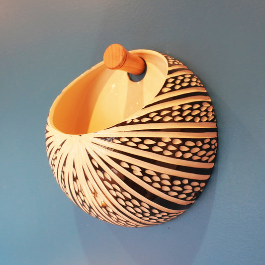 Wall Planter, Hand Carved Ceramic Porcelain