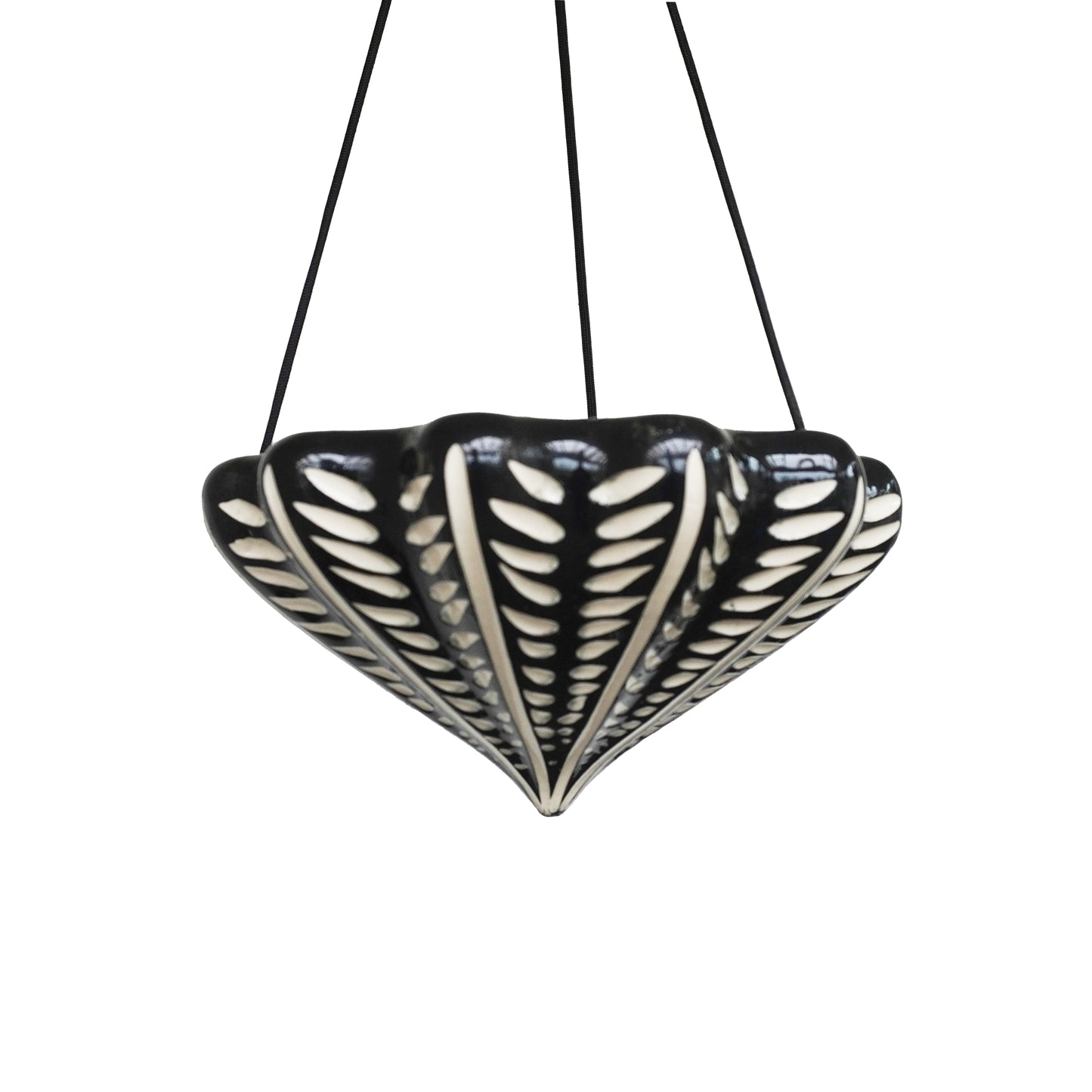 Fluted Hanging Planter, Hand Carved Ceramic Porcelain