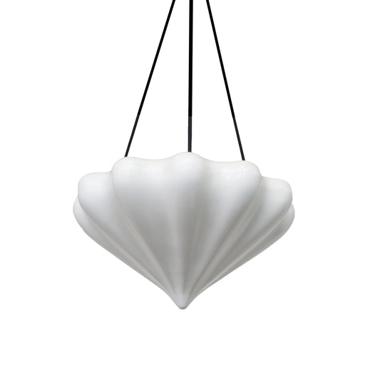 Fluted Hanging Planter, Ceramic Porcelain, White