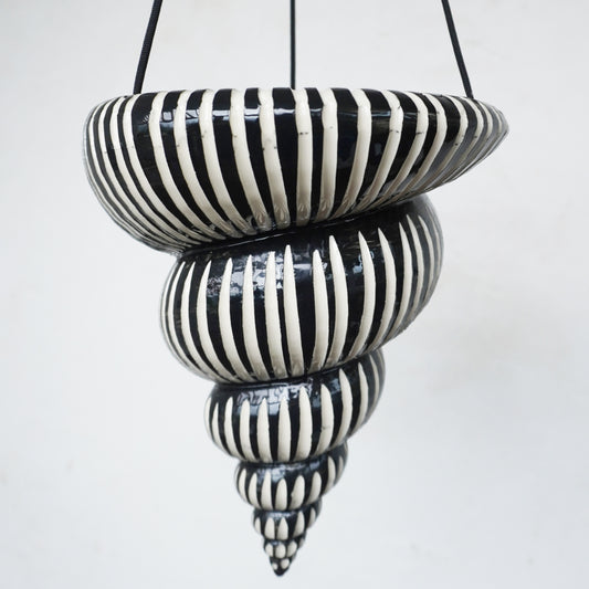 Spiral Shell Hanging Planter, Hand Carved Ceramic Porcelain